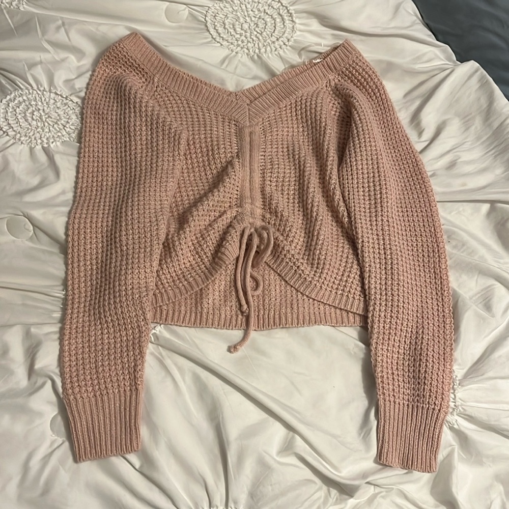 Full circle trends knit front tie sweater